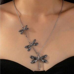 Silver Dragonfly Pendant Necklace - Women Jewelry